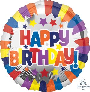 18" Birthday Silver Burst Balloon