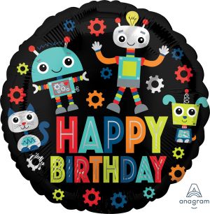 18" Birthday Robots Balloon