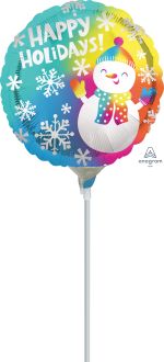 04" Happy Holidays Satin Snowman Balloon