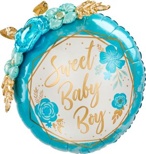Multi-Balloon Baby Boy Floral Geo
