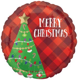 Standard Festive Christmas Tree Plaid Balloon