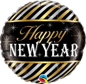 18" New Year Diagonal Stripes (non-packaged) Balloon