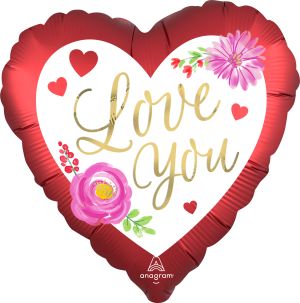 18" Satin Love Watercolor Floral Balloon
