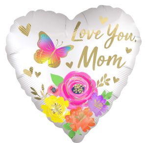 18" Love You Mom Satin Floral Balloon