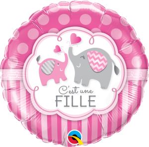 18" Cest une Fille Elephants Balloon