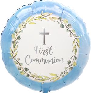 18" My First Communion Blue Balloon