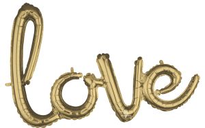 Script Phrase Love White Gold Balloon