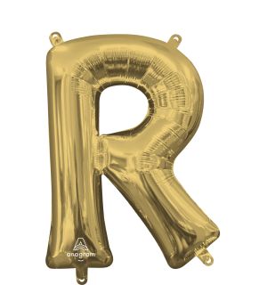16" White Gold Letter R Balloon