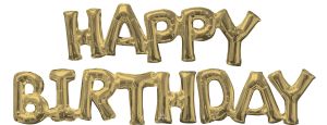 Phrase Happy Birthday White Gold Balloon
