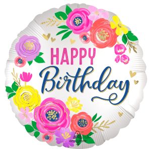 18" Artful Floral Birthday Balloon