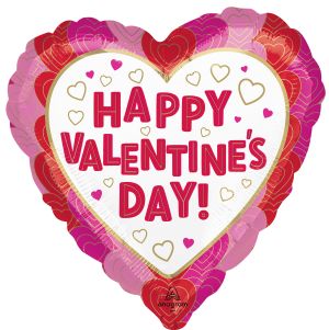 18" Happy Valentines Day Wrapped In Hearts Balloon