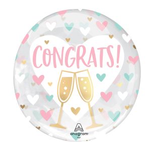18" Clearz Congrats Hearts Balloon