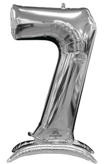 50" Stand-Up Silver Number 7 Balloon