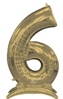 50" Stand-Up White Gold Number 6 Balloon