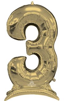 50" Stand-Up White Gold Number 3 Balloon