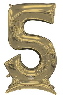 50" Stand-Up White Gold Number 5 Balloon