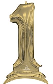 50" Stand-Up White Gold Number 1 Balloon