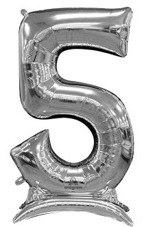 50" Stand-Up Silver Number 5 Balloon