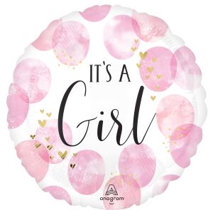 Jumbo Baby Girl Pink Watercolor Balloon