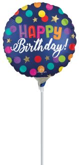 04" Satin Happy Birthday Blue Confetti Balloon