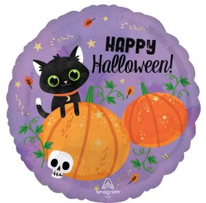 Standard Halloween Cat and Pumpkins Balloon
