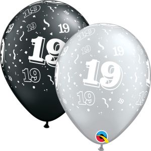 11" 19-A-Round Assortment Pearl Black and Silver (50pcs) Balloons