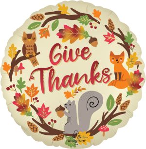 Standard Satin Happy Fall Give Thanks Balloon