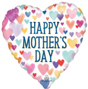 Standard Happy Mothers Day Sprinkled Hearts Balloon