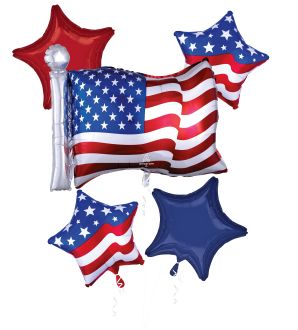 Bouquet Patriotic US Flag Balloons