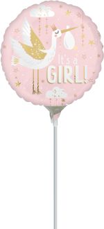 09" Satin Special Delivery Baby Girl Balloon