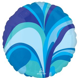 18" Vibrant Marble Blue Circle Balloon