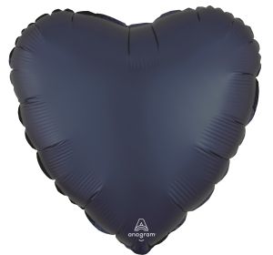 18" Satin True Navy Heart Balloon