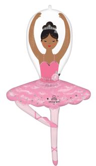 SuperShape Ballerina Girl Dark Skin Balloon