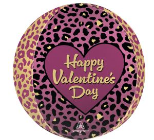 Orbz Satin Happy Valentines Day Leopard Luxe Balloon