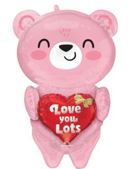 Multi-Balloon Blush Bear Hugs Balloon