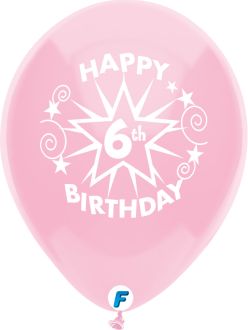 Funsational 12" 6th Birthday Star Assortment (8pcs) Balloons