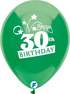 Funsational 12" 30th Birthday Shooting Stars Assortment (8pcs) Balloons