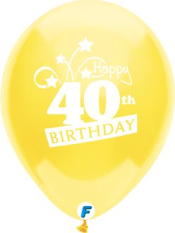 Funsational 12" 40th Birthday Shooting Stars Assortment (8pcs) Balloons