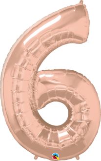 34" Rose Gold Number 6 Balloon