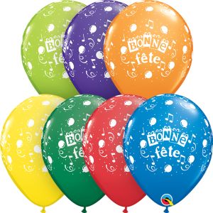 11" Bonne Fete Music Notes Carnival Assortment (50pcs) Balloons