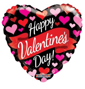 09" Happy Valentines Day Banner and Hearts Balloon