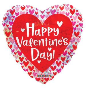 09" Vals Hearts Iridescent Balloon
