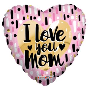 09" I Love You Mom Gold & Pink Balloon