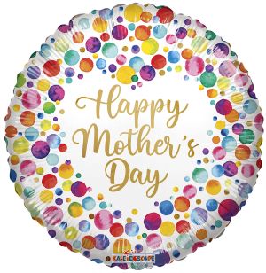 09" Happy Mothers Day Watercolor Dots Balloon