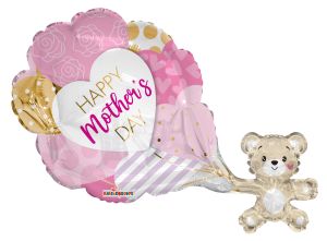 36" Happy Mothers Day Bear with Hearts Balloon