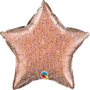 20" Glittergraphic Rose Gold Star Balloon