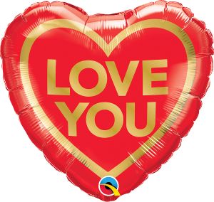18" Love You Golden Heart Balloon