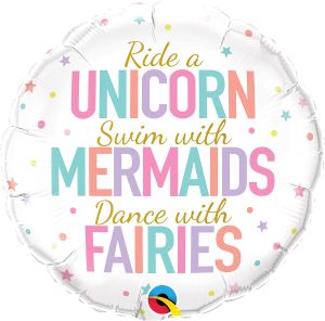 18" Unicorn Mermaids Fairies Balloon