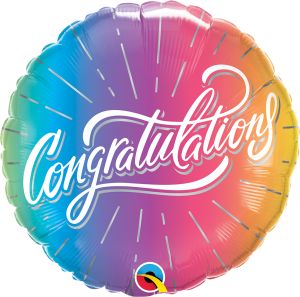 18" Congratulations Vibrant Ombre (non-packaged) Balloon