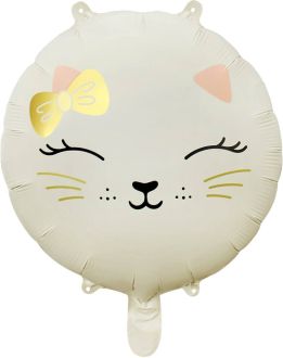 18" Matte Cream Cat Face Balloon